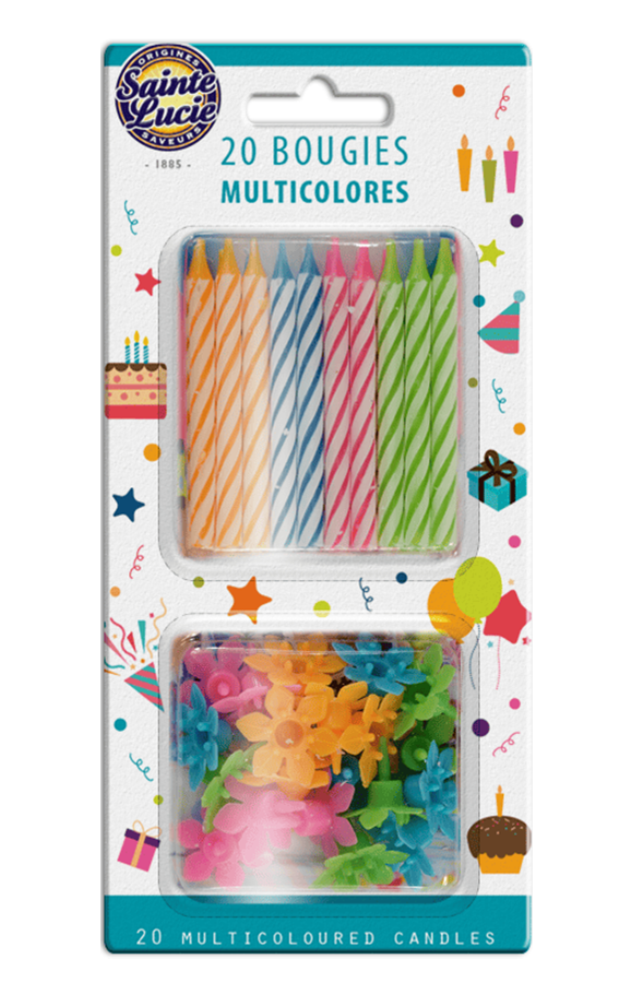 20 bougies multicolores