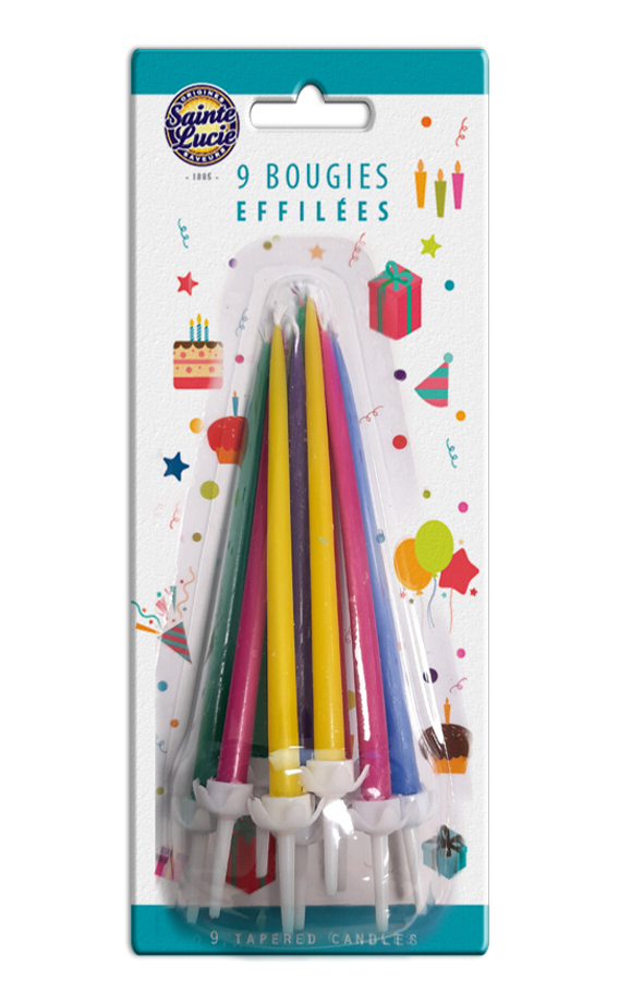 9 bougies effilées